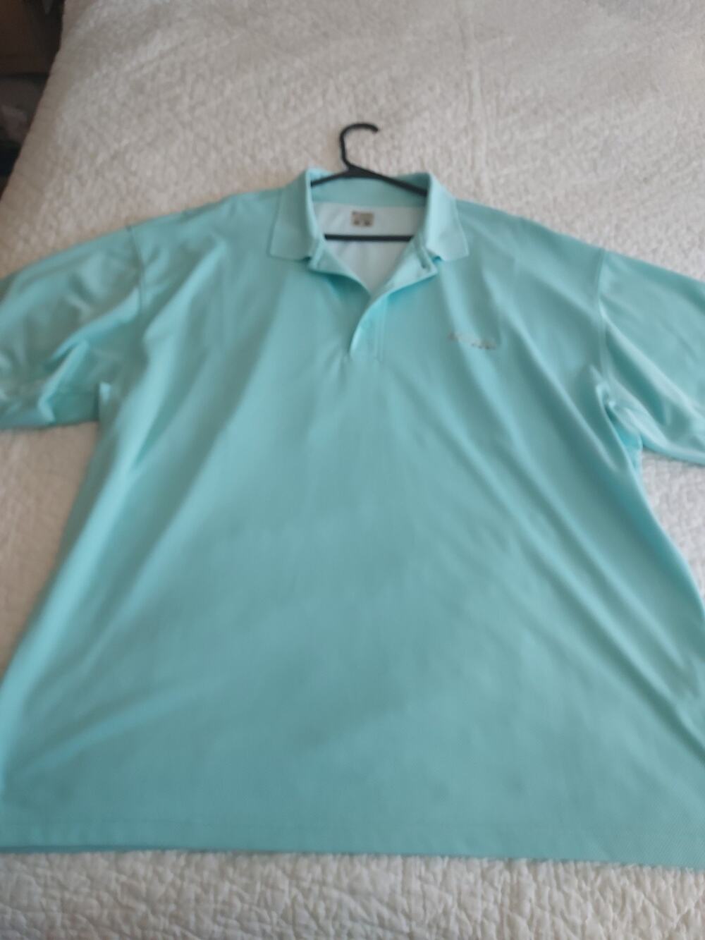 Columbia PFG Men's XXL Oversized Polo Omni Shade Aqua one tiny snag photoed EUC